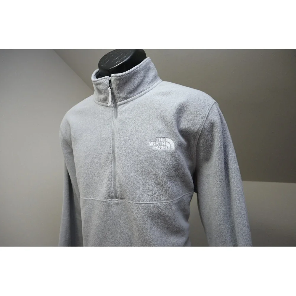 The North Face Fleece Pullover Mens Large Grey Quarter Zip Mock Neck Excellent